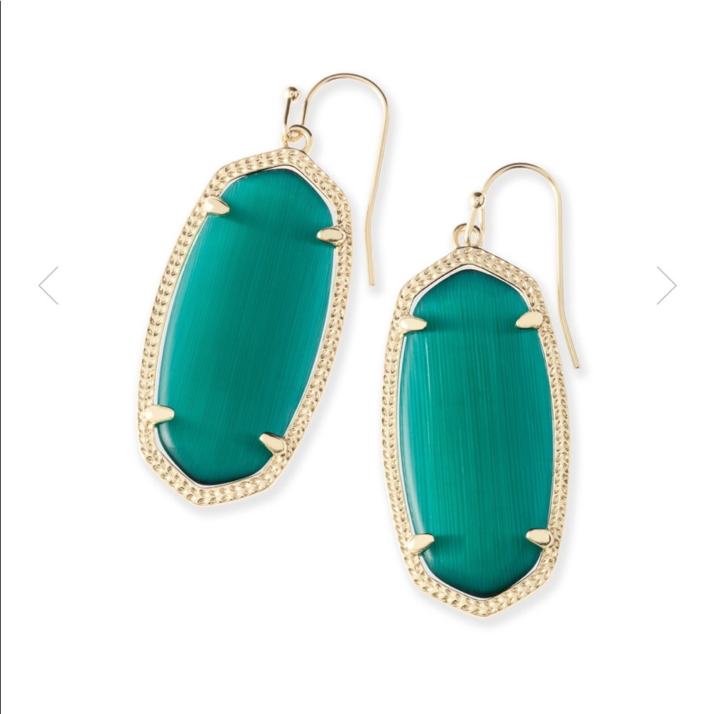 Kendra Scott Elle Gold drop Emerald earrings